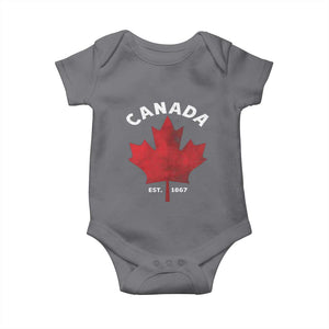 Funny Proud Canadian Canada EST 1867 Baby Onesie Vintage Maple Leaf TS11 Charcoal Print Your Wear