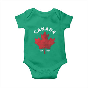 Funny Proud Canadian Canada EST 1867 Baby Onesie Vintage Maple Leaf TS11 Irish Green Print Your Wear