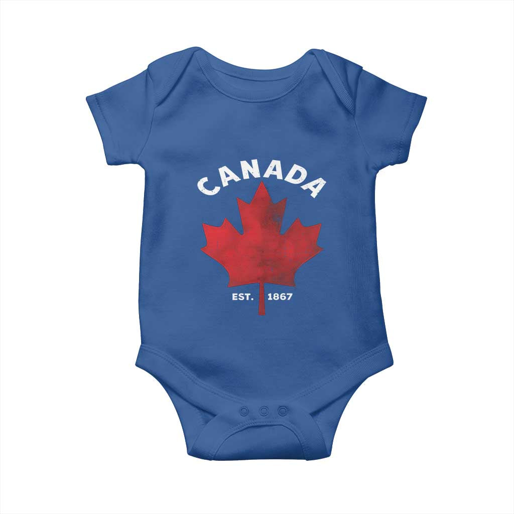 Funny Proud Canadian Canada EST 1867 Baby Onesie Vintage Maple Leaf TS11 Royal Blue Print Your Wear