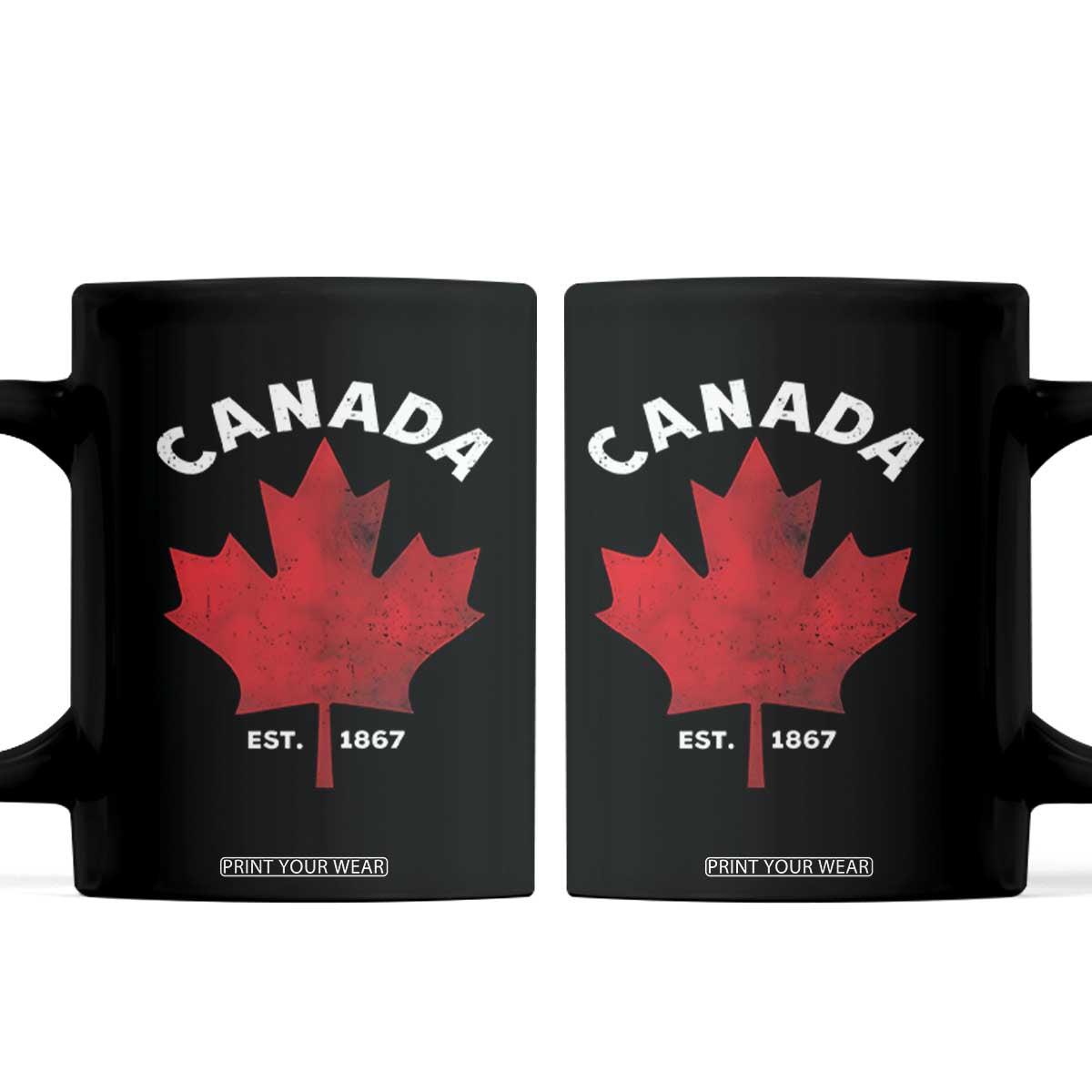 Funny Proud Canadian Canada EST 1867 Coffee Mug Vintage Maple Leaf TS11 Black Print Your Wear