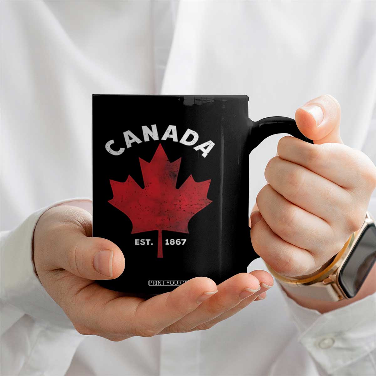 Funny Proud Canadian Canada EST 1867 Coffee Mug Vintage Maple Leaf TS11 Print Your Wear