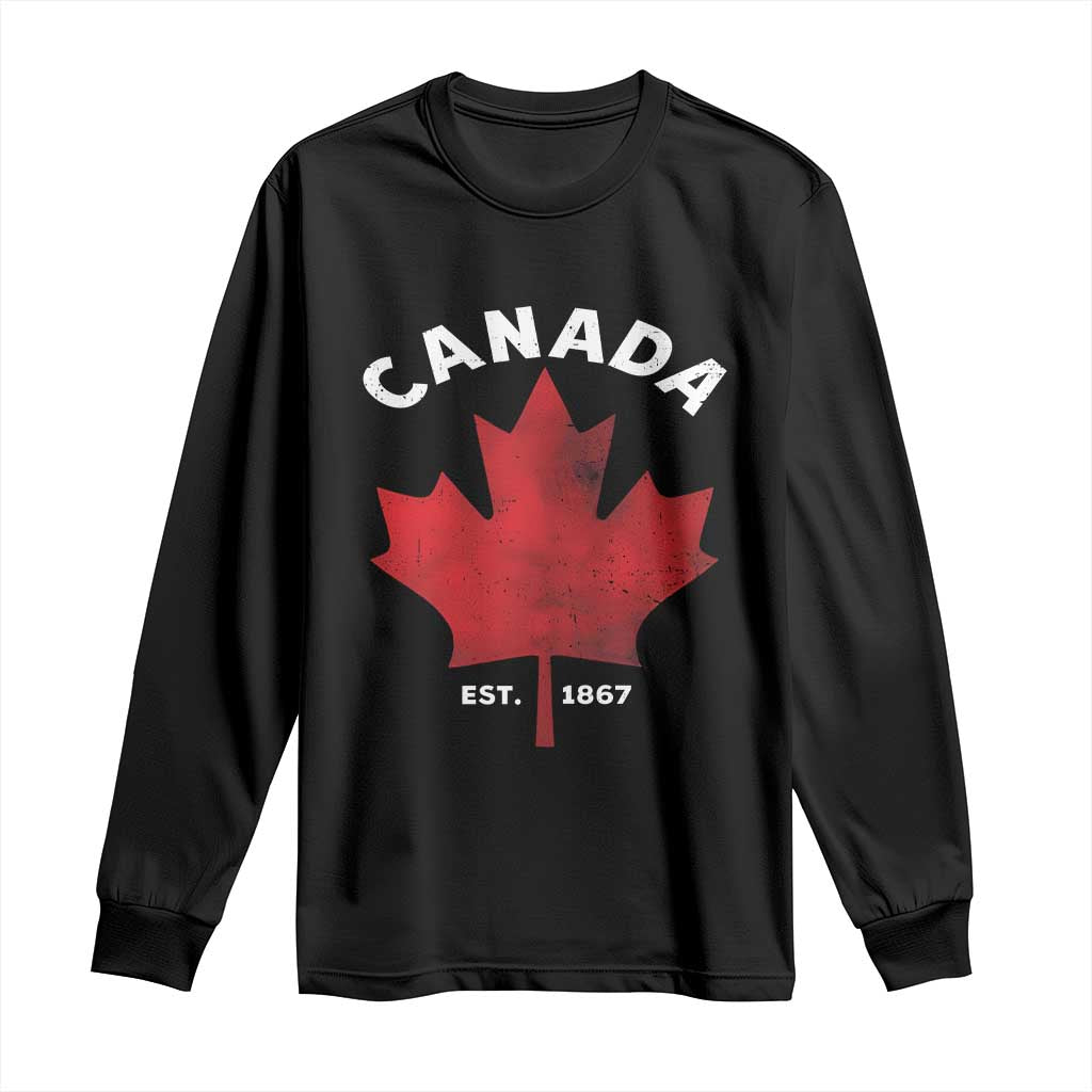 Funny Proud Canadian Canada EST 1867 Long Sleeve Shirt Vintage Maple Leaf TS11 Black Print Your Wear