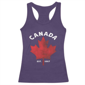 Funny Proud Canadian Canada EST 1867 Racerback Tank Top Vintage Maple Leaf TS11 Purple Print Your Wear