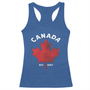 Funny Proud Canadian Canada EST 1867 Racerback Tank Top Vintage Maple Leaf TS11 Royal Blue Print Your Wear