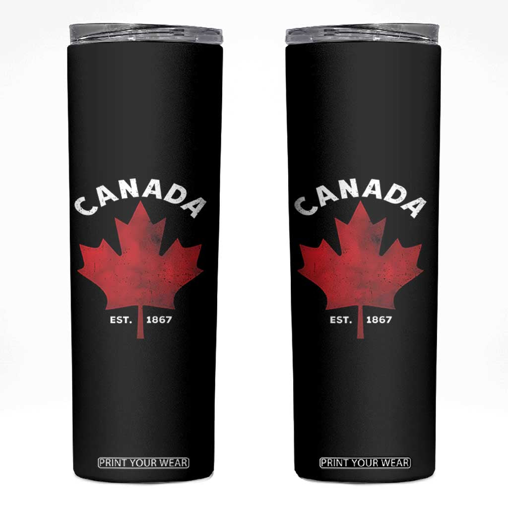 Funny Proud Canadian Canada EST 1867 Skinny Tumbler Vintage Maple Leaf TS11 Black Print Your Wear