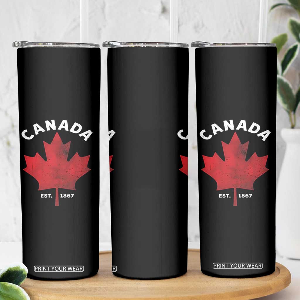 Funny Proud Canadian Canada EST 1867 Skinny Tumbler Vintage Maple Leaf TS11 Print Your Wear