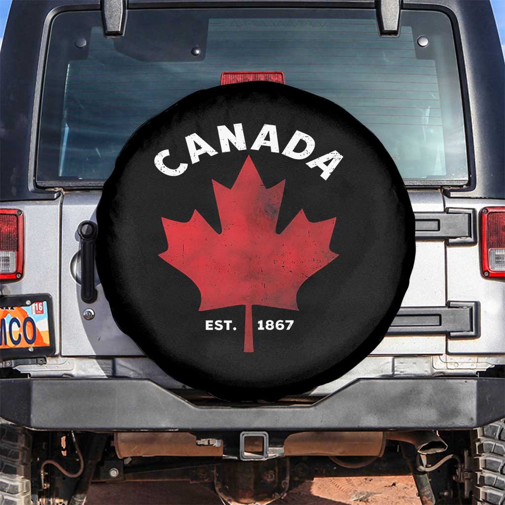 Funny Proud Canadian Canada EST 1867 Spare Tire Cover Vintage Maple Leaf TS11 No hole Black Print Your Wear