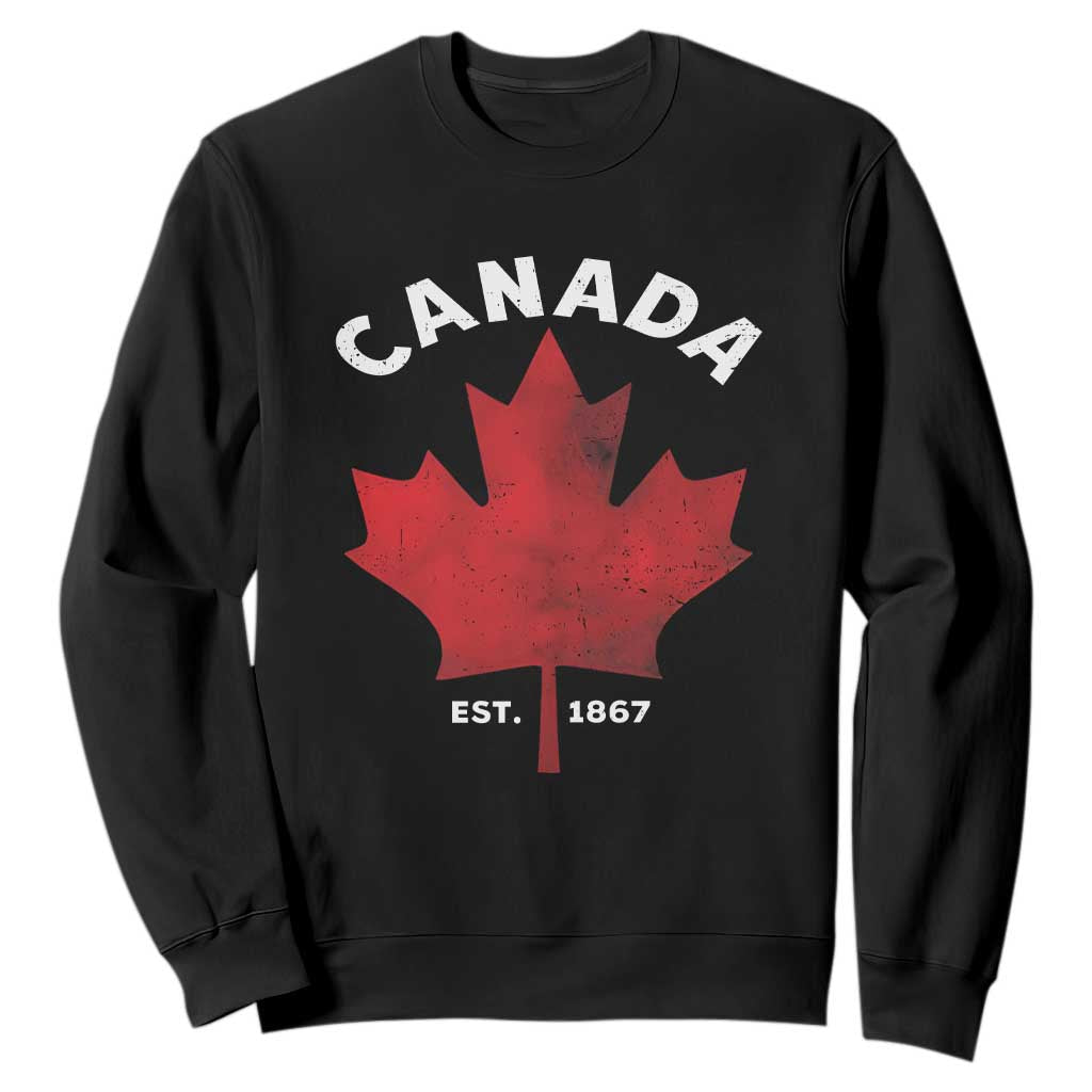 Funny Proud Canadian Canada EST 1867 Sweatshirt Vintage Maple Leaf TS11 Black Print Your Wear