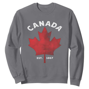 Funny Proud Canadian Canada EST 1867 Sweatshirt Vintage Maple Leaf TS11 Charcoal Print Your Wear