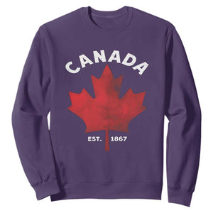 Funny Proud Canadian Canada EST 1867 Sweatshirt Vintage Maple Leaf TS11 Purple Print Your Wear
