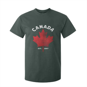 Funny Proud Canadian Canada EST 1867 T Shirt For Kid Vintage Maple Leaf TS11 Dark Forest Green Print Your Wear