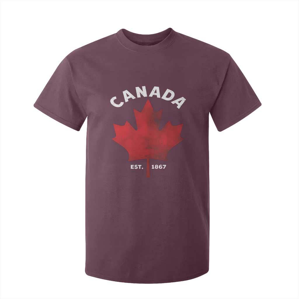 Funny Proud Canadian Canada EST 1867 T Shirt For Kid Vintage Maple Leaf TS11 Maroon Print Your Wear