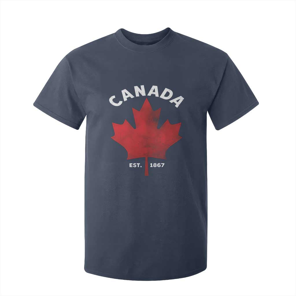 Funny Proud Canadian Canada EST 1867 T Shirt For Kid Vintage Maple Leaf TS11 Navy Print Your Wear