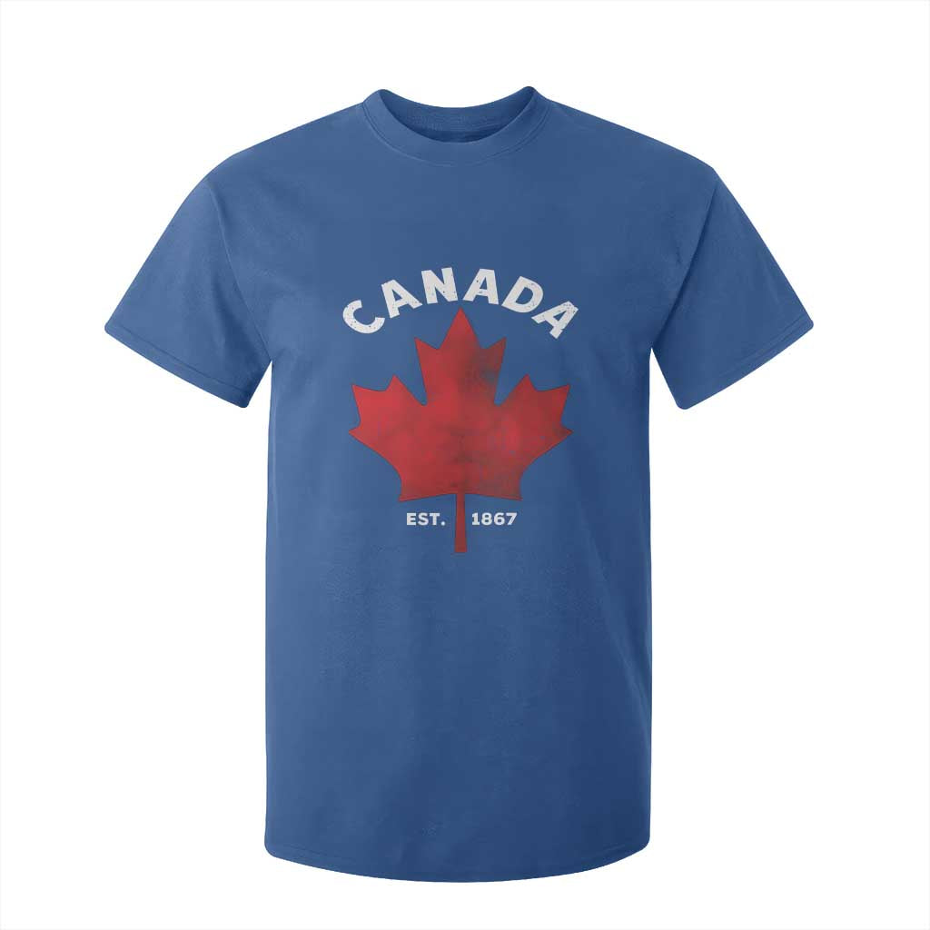 Funny Proud Canadian Canada EST 1867 T Shirt For Kid Vintage Maple Leaf TS11 Royal Blue Print Your Wear
