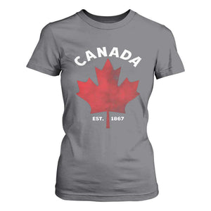 Funny Proud Canadian Canada EST 1867 T Shirt For Women Vintage Maple Leaf TS11 Charcoal Print Your Wear