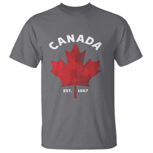 Funny Proud Canadian Canada EST 1867 T Shirt Vintage Maple Leaf TS11 Charcoal Print Your Wear