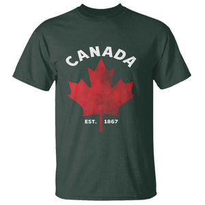 Funny Proud Canadian Canada EST 1867 T Shirt Vintage Maple Leaf TS11 Dark Forest Green Print Your Wear