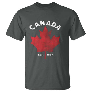 Funny Proud Canadian Canada EST 1867 T Shirt Vintage Maple Leaf TS11 Dark Heather Print Your Wear