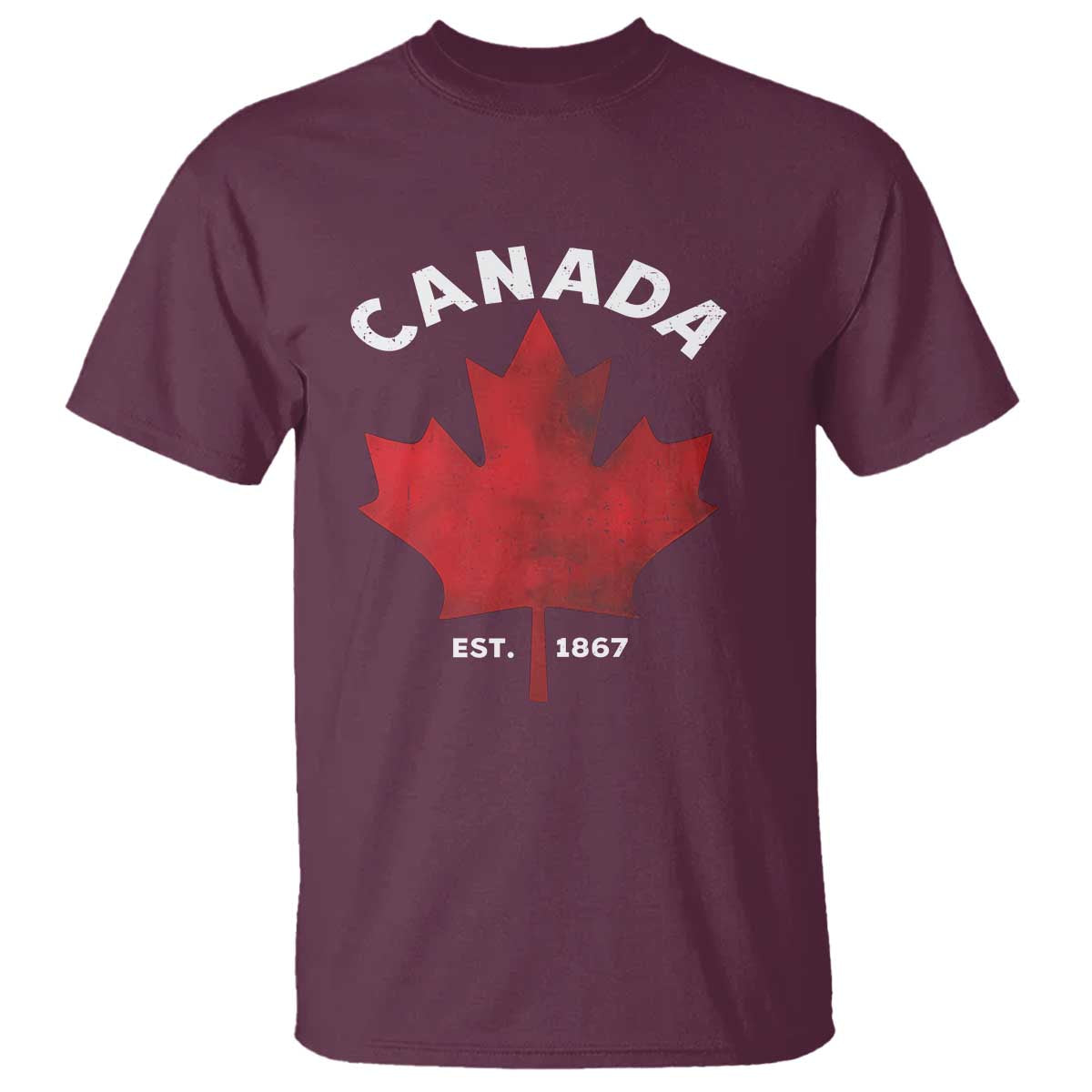 Funny Proud Canadian Canada EST 1867 T Shirt Vintage Maple Leaf TS11 Maroon Print Your Wear
