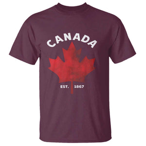 Funny Proud Canadian Canada EST 1867 T Shirt Vintage Maple Leaf TS11 Maroon Print Your Wear