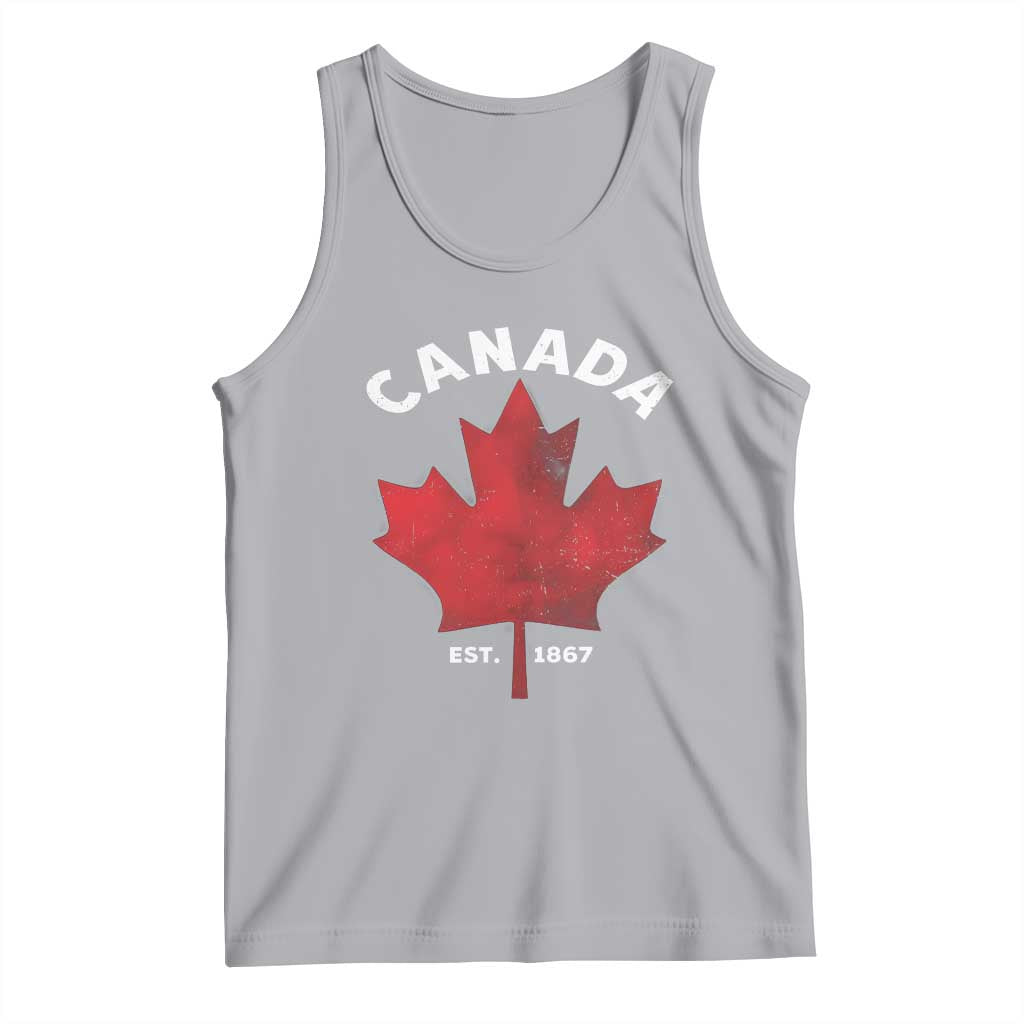 Funny Proud Canadian Canada EST 1867 Tank Top Vintage Maple Leaf TS11 Athletic Heather Print Your Wear