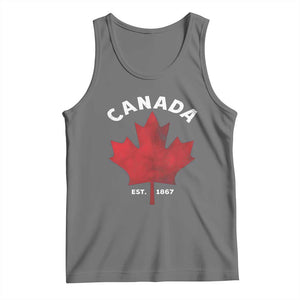 Funny Proud Canadian Canada EST 1867 Tank Top Vintage Maple Leaf TS11 Black Heather Print Your Wear