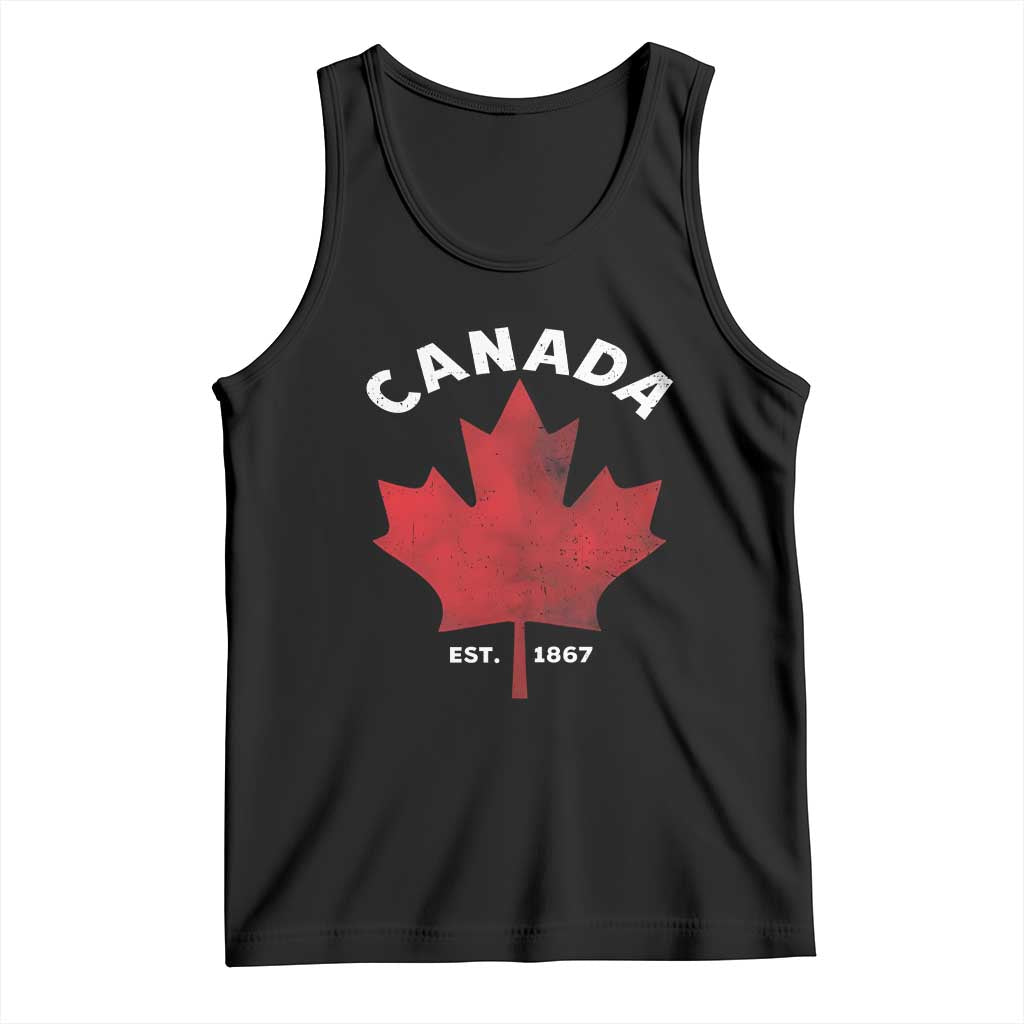 Funny Proud Canadian Canada EST 1867 Tank Top Vintage Maple Leaf TS11 Black Print Your Wear