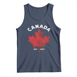 Funny Proud Canadian Canada EST 1867 Tank Top Vintage Maple Leaf TS11 Navy Print Your Wear