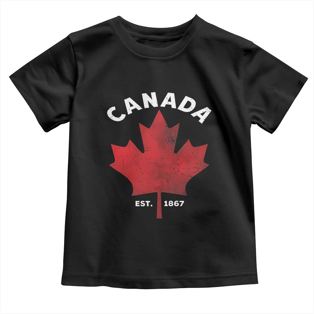 Funny Proud Canadian Canada EST 1867 Toddler T Shirt Vintage Maple Leaf TS11 Black Print Your Wear