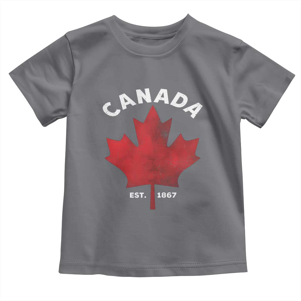 Funny Proud Canadian Canada EST 1867 Toddler T Shirt Vintage Maple Leaf TS11 Charcoal Print Your Wear
