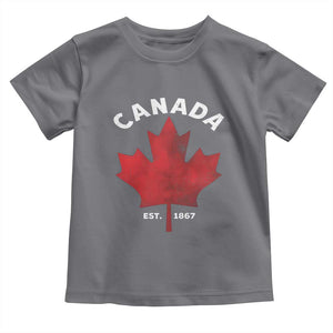 Funny Proud Canadian Canada EST 1867 Toddler T Shirt Vintage Maple Leaf TS11 Charcoal Print Your Wear