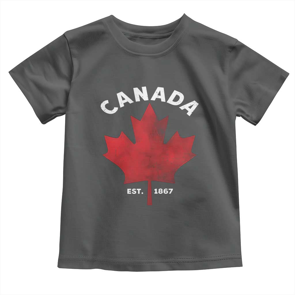 Funny Proud Canadian Canada EST 1867 Toddler T Shirt Vintage Maple Leaf TS11 Dark Heather Print Your Wear