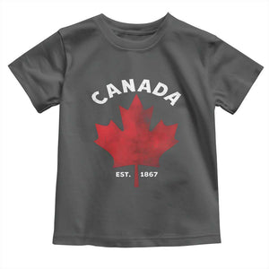 Funny Proud Canadian Canada EST 1867 Toddler T Shirt Vintage Maple Leaf TS11 Dark Heather Print Your Wear