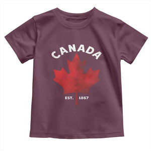 Funny Proud Canadian Canada EST 1867 Toddler T Shirt Vintage Maple Leaf TS11 Maroon Print Your Wear