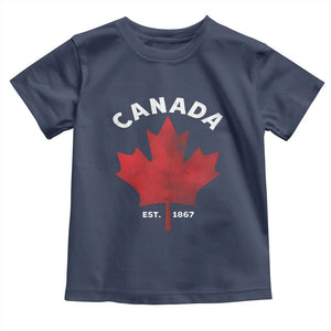 Funny Proud Canadian Canada EST 1867 Toddler T Shirt Vintage Maple Leaf TS11 Navy Print Your Wear