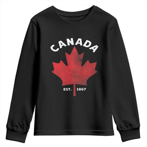 Funny Proud Canadian Canada EST 1867 Youth Sweatshirt Vintage Maple Leaf TS11 Black Print Your Wear