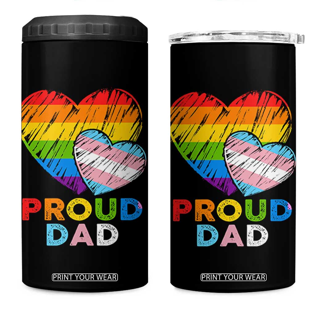 Funny Proud Dad LGBTQ 4 in 1 Can Cooler Tumbler LGBT Transgender Flag Heart Fathers Day TS11 One Size: 16 oz Black Print Your Wear