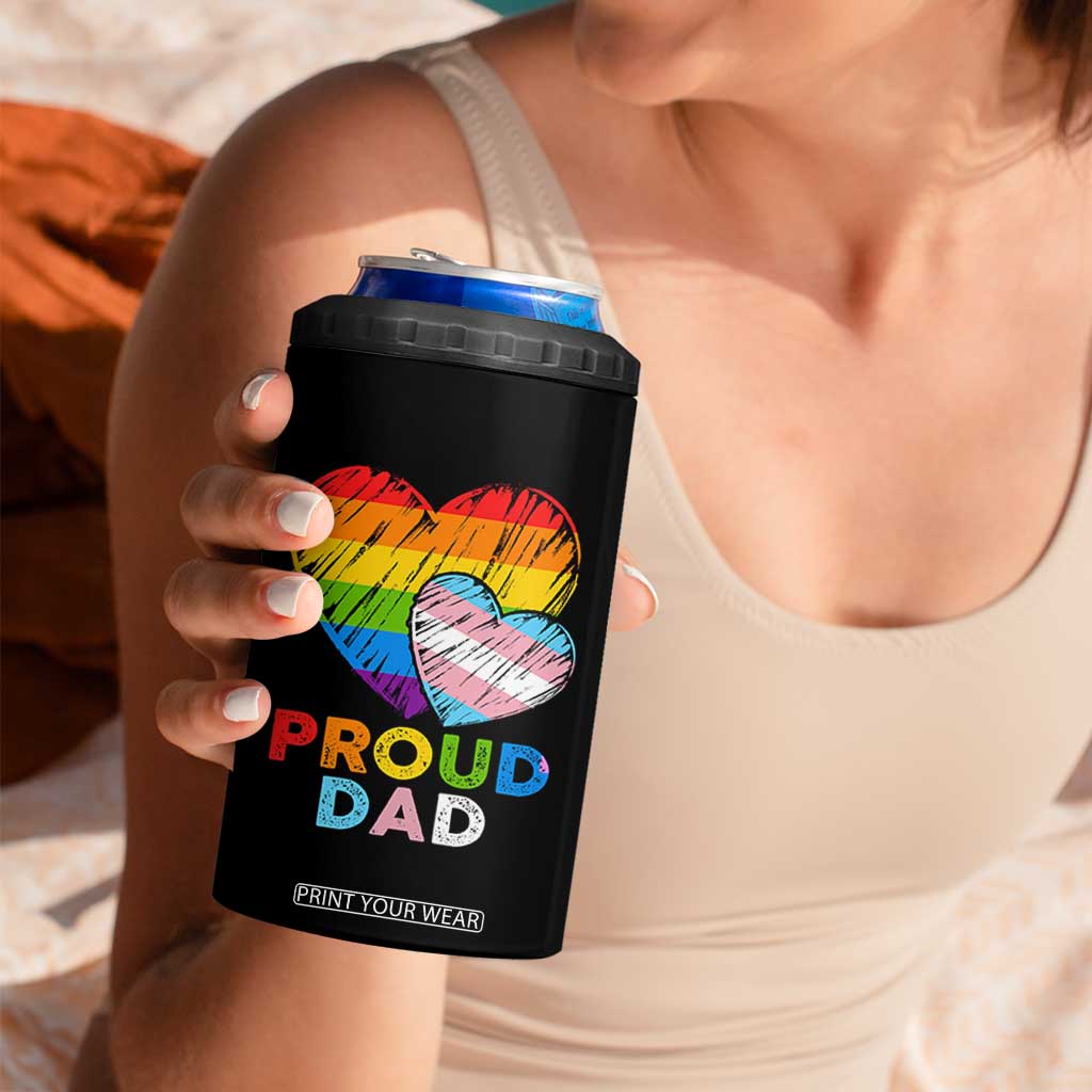 Funny Proud Dad LGBTQ 4 in 1 Can Cooler Tumbler LGBT Transgender Flag Heart Fathers Day TS11 Print Your Wear