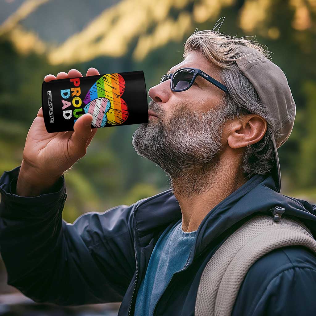 Funny Proud Dad LGBTQ 4 in 1 Can Cooler Tumbler LGBT Transgender Flag Heart Fathers Day TS11 Print Your Wear