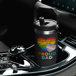 Funny Proud Dad LGBTQ Flip Straw Tumbler LGBT Transgender Flag Heart Fathers Day TS11 Print Your Wear