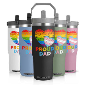 Funny Proud Dad LGBTQ Flip Straw Tumbler LGBT Transgender Flag Heart Fathers Day TS11 Print Your Wear