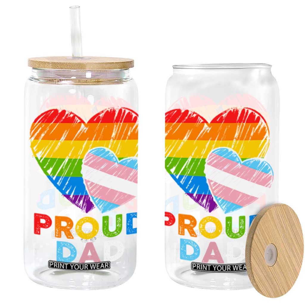 Funny Proud Dad LGBTQ Glass Can LGBT Transgender Flag Heart Fathers Day TS11 Black Print Your Wear