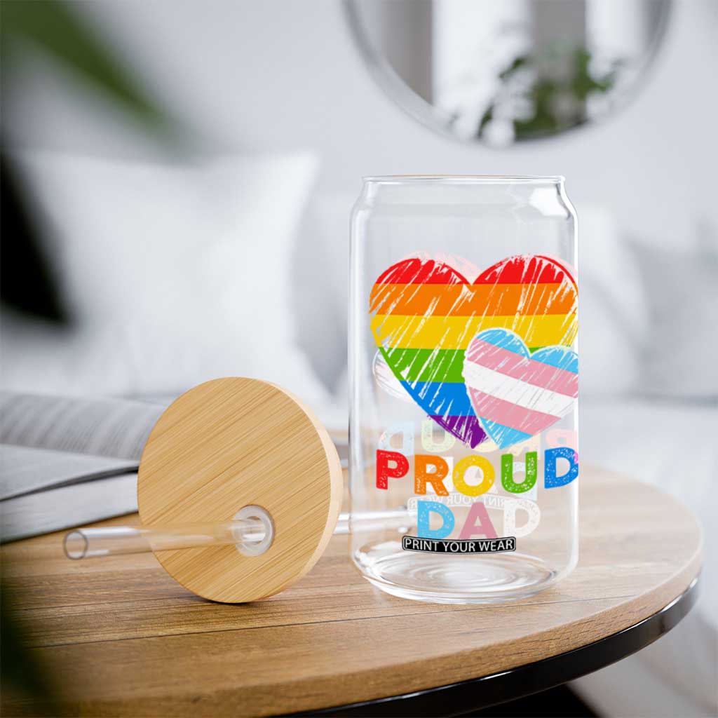 Funny Proud Dad LGBTQ Glass Can LGBT Transgender Flag Heart Fathers Day TS11 Print Your Wear