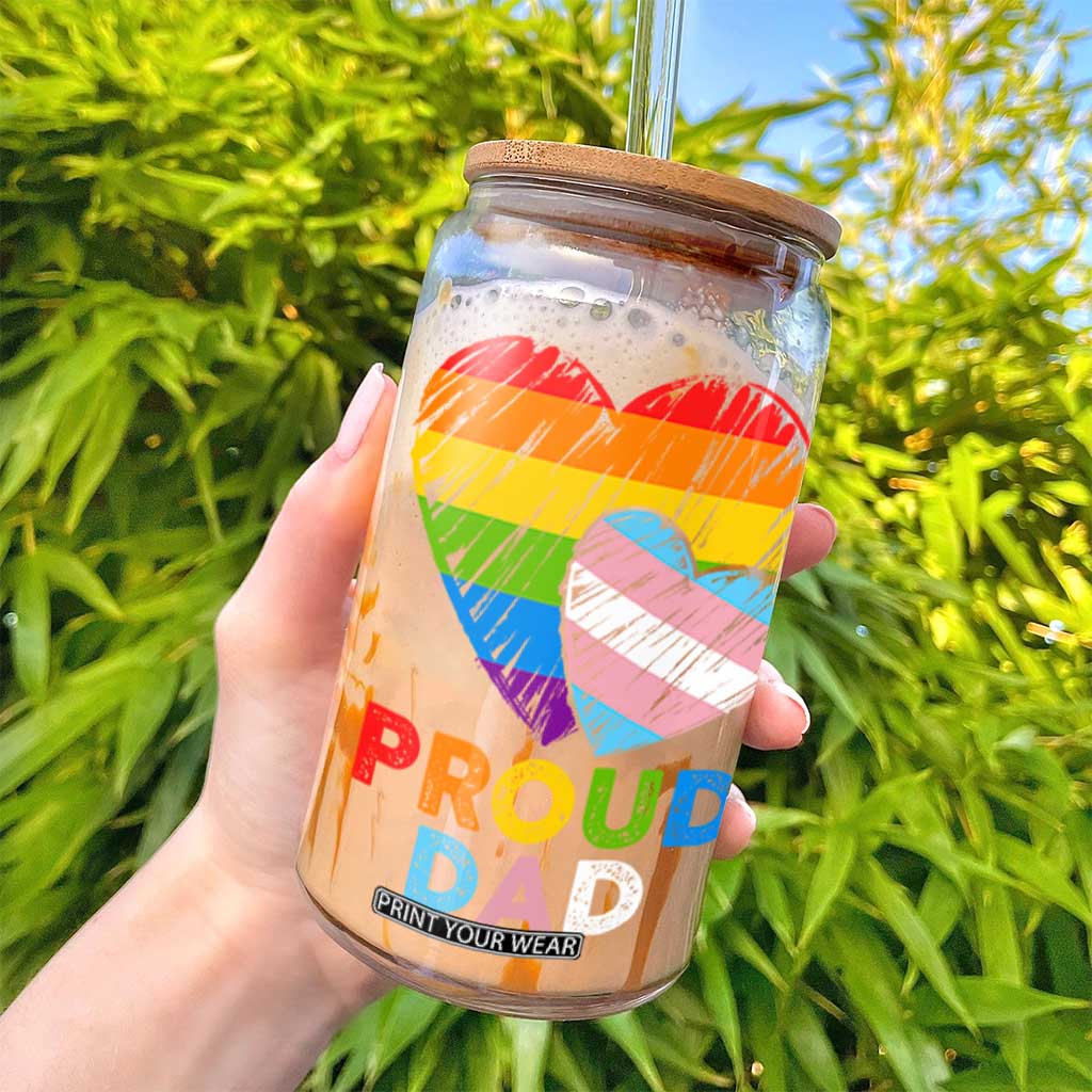 Funny Proud Dad LGBTQ Glass Can LGBT Transgender Flag Heart Fathers Day TS11 Print Your Wear