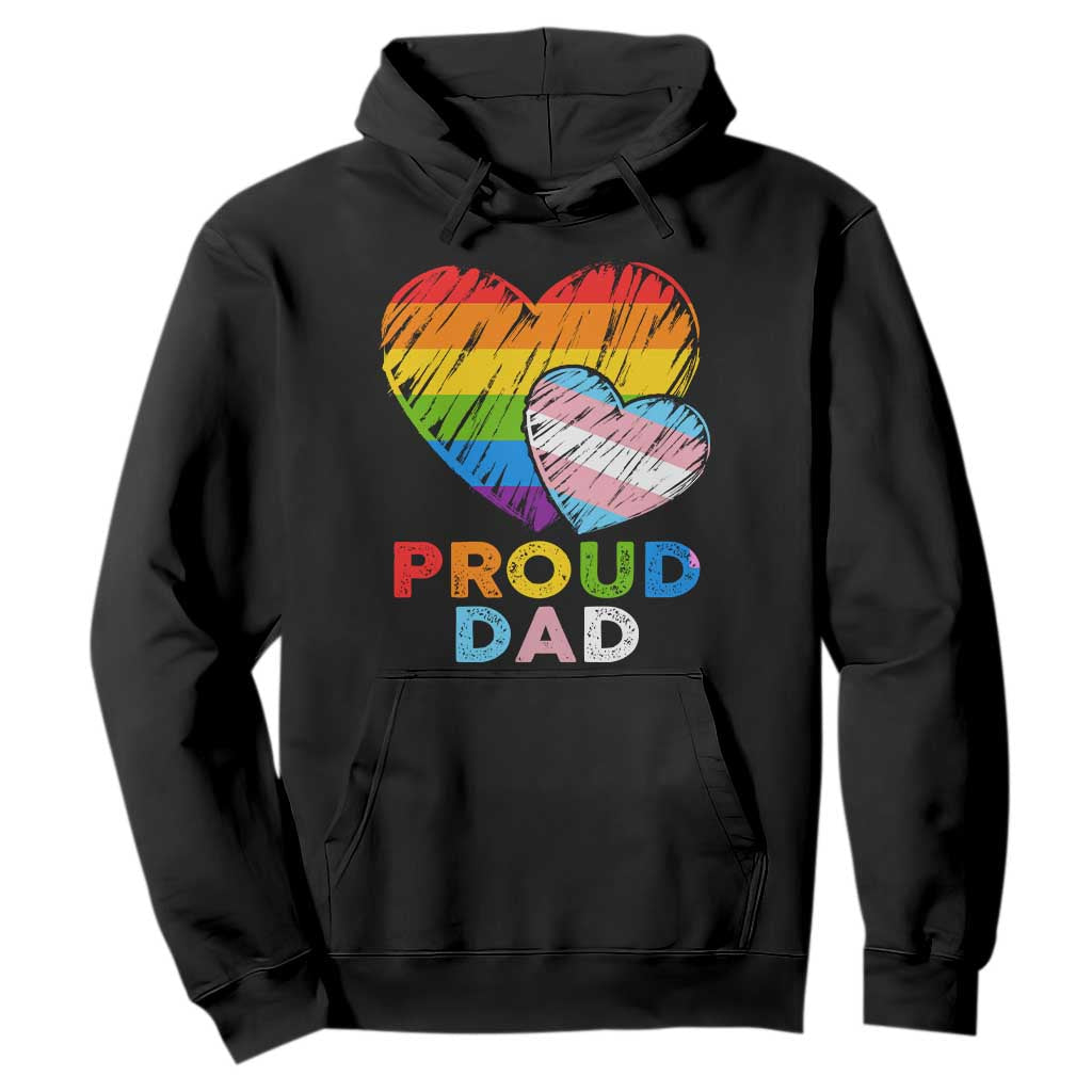 Funny Proud Dad LGBTQ Hoodie LGBT Transgender Flag Heart Fathers Day TS11 Black Print Your Wear