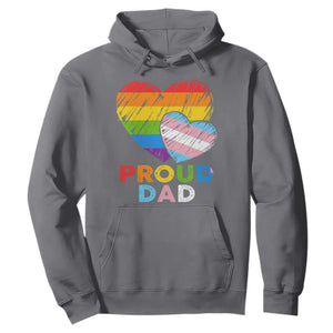 Funny Proud Dad LGBTQ Hoodie LGBT Transgender Flag Heart Fathers Day TS11 Charcoal Print Your Wear