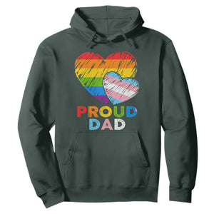 Funny Proud Dad LGBTQ Hoodie LGBT Transgender Flag Heart Fathers Day TS11 Dark Forest Green Print Your Wear