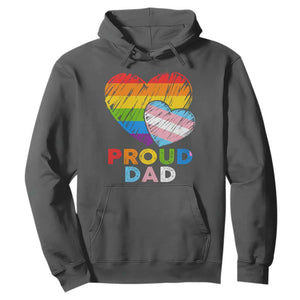 Funny Proud Dad LGBTQ Hoodie LGBT Transgender Flag Heart Fathers Day TS11 Dark Heather Print Your Wear