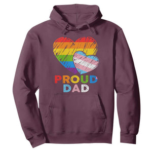 Funny Proud Dad LGBTQ Hoodie LGBT Transgender Flag Heart Fathers Day TS11 Maroon Print Your Wear