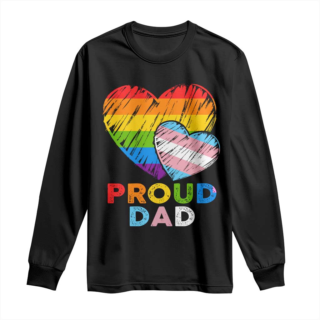 Funny Proud Dad LGBTQ Long Sleeve Shirt LGBT Transgender Flag Heart Fathers Day TS11 Black Print Your Wear
